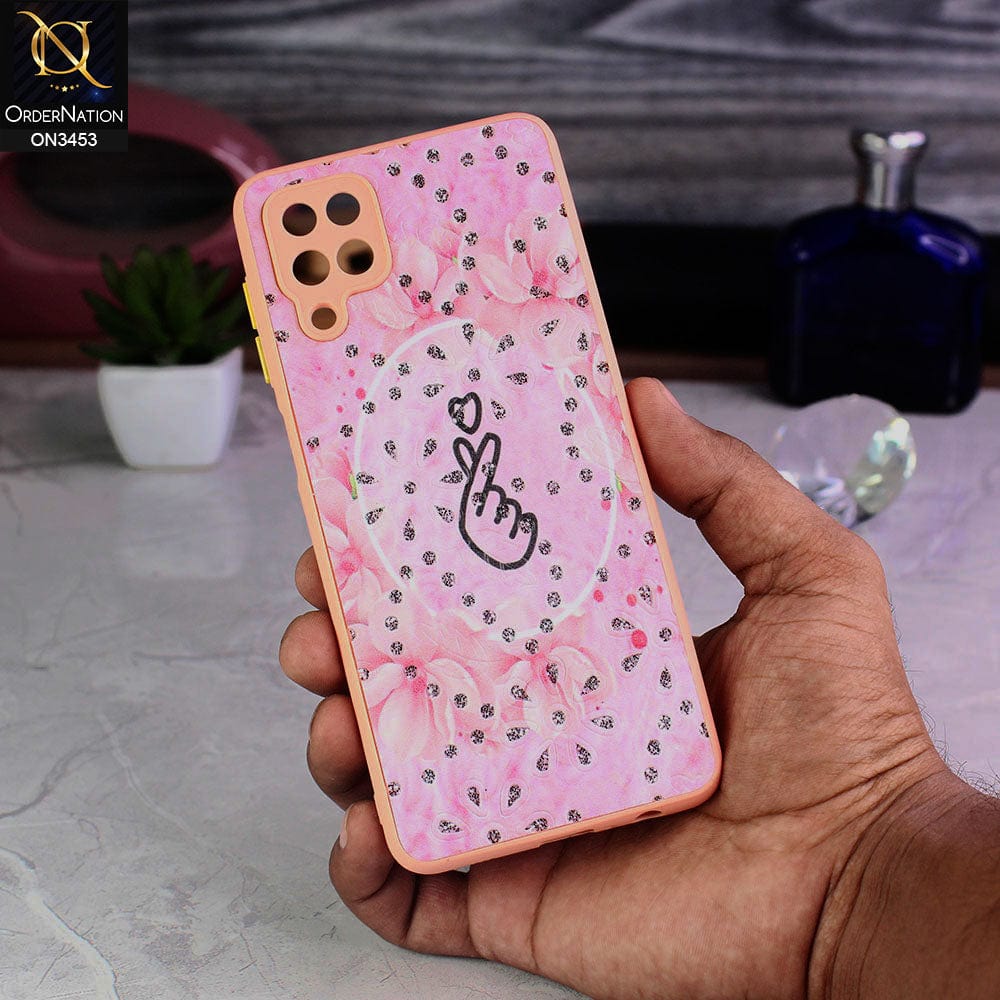 Samsung Galaxy A12 Cover - Design 2 - Cute Trendy Design Diamond Glitter Camera Protection Soft Case