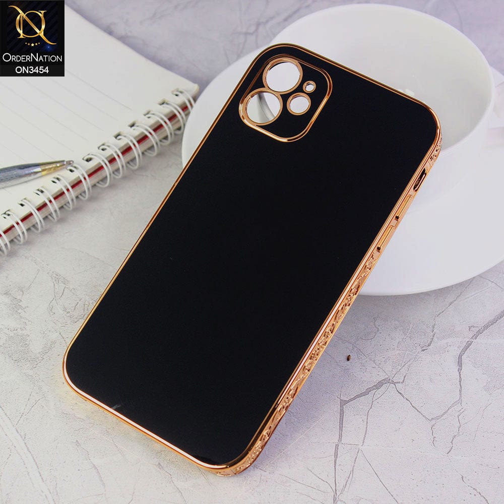 iPhone 11 Cover - Black - Shiny Look Gold Electroplated Borders Soft Silicone Camera Protection Case
