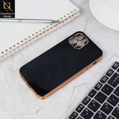 iPhone 11 Pro Cover - Black - Shiny Look Gold Electroplated Borders Soft Silicone Camera Protection Case