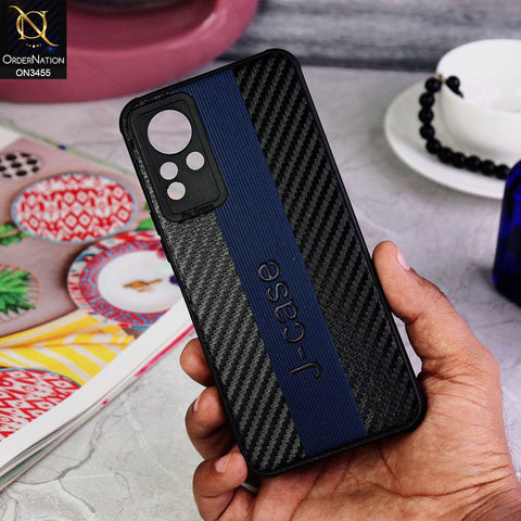 Infinix Note 11 Cover - Dark Blue - Carbon Fiber Texture Soft TPU Case