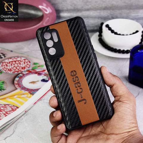 Oppo Reno 6 Cover - Brown - Carbon Fiber Texture Soft TPU Case