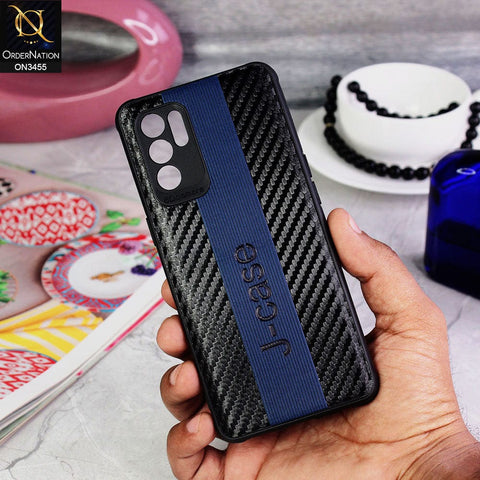 Oppo Reno 6 Cover - Dark Blue - Carbon Fiber Texture Soft TPU Case