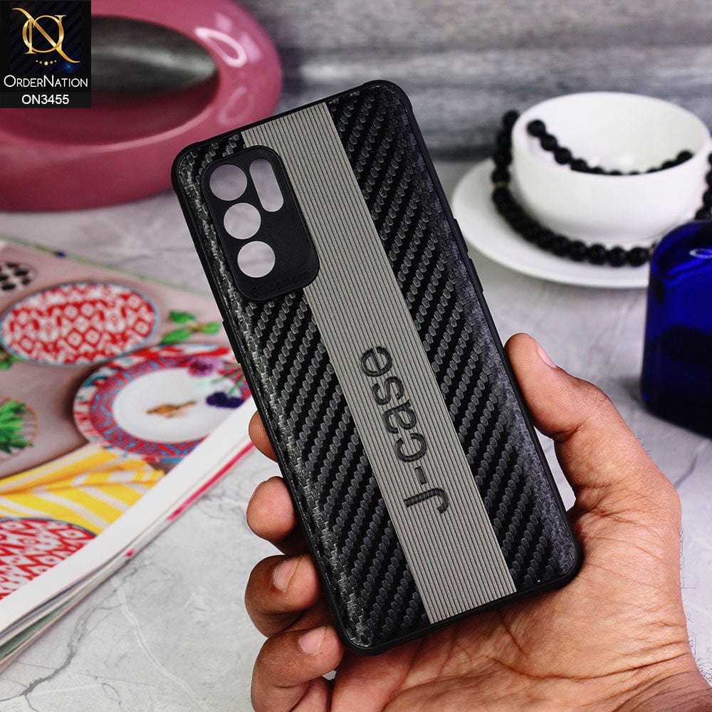 Oppo Reno 6 Cover - Gray - Carbon Fiber Texture Soft TPU Case