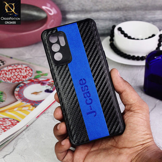 Oppo Reno 6 Cover - Light Blue - Carbon Fiber Texture Soft TPU Case