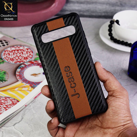 Samsung Galaxy S10 5G Cover - Brown - Carbon Fiber Texture Soft TPU Case