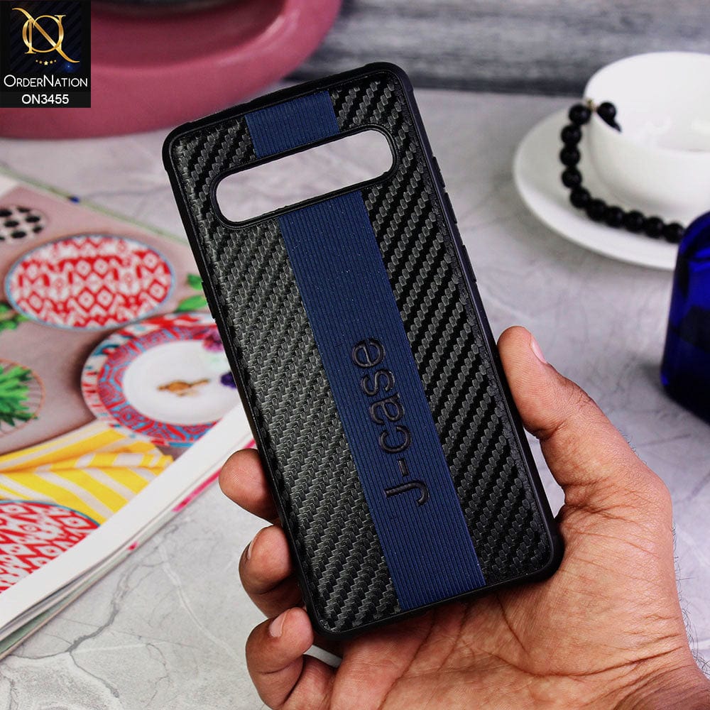 Samsung Galaxy S10 5G Cover - Dark Blue - Carbon Fiber Texture Soft TPU Case