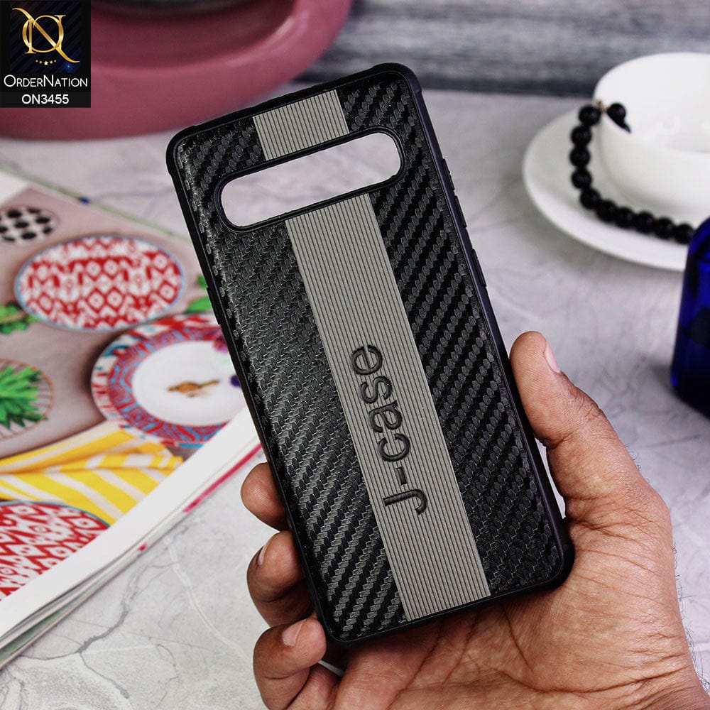 Samsung Galaxy S10 5G Cover - Gray - Carbon Fiber Texture Soft TPU Case