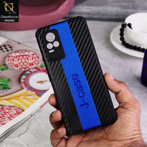 Vivo V21e Cover - Light Blue - Carbon Fiber Texture Soft TPU Case