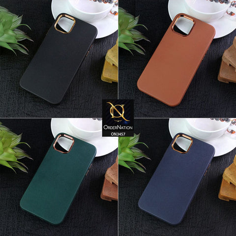 iPhone 11 Pro Cover - Dark Green - Electroplated Camera Ring Leather Texture Soft Case