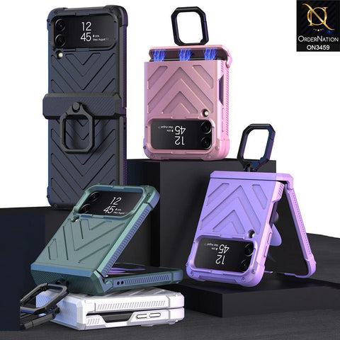 Samsung Galaxy Z Flip 3 5G Cover - Silver - Magnetic Hinge Anti-Drop Shockproof Hard Case with Ring Holder