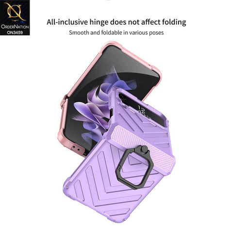 Samsung Galaxy Z Flip 3 5G Cover - Silver - Magnetic Hinge Anti-Drop Shockproof Hard Case with Ring Holder