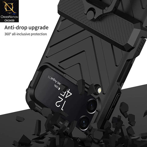 Samsung Galaxy Z Flip 3 5G Cover - Green - Magnetic Hinge Anti-Drop Shockproof Hard Case with Ring Holder