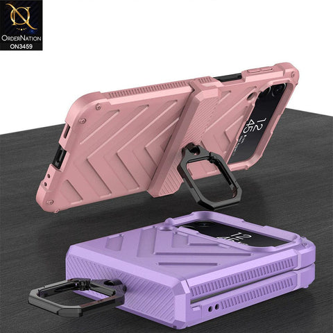 Samsung Galaxy Z Flip 3 5G Cover - Silver - Magnetic Hinge Anti-Drop Shockproof Hard Case with Ring Holder