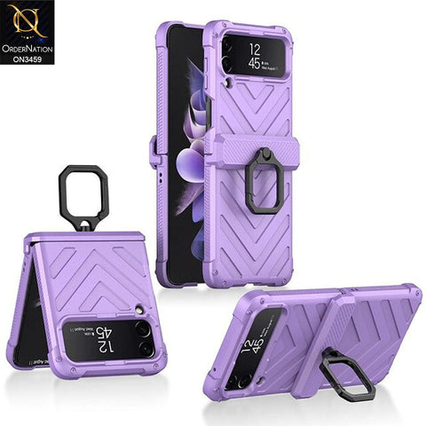 Samsung Galaxy Z Flip 3 5G Cover - Purple - Magnetic Hinge Anti-Drop Shockproof Hard Case with Ring Holder