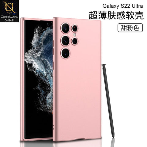 Samsung Galaxy S22 Ultra 5G Cover - Pink - Soft Silicone Shock Proof Camera Protection Protective Case