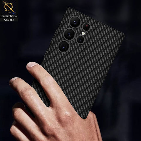 Samsung Galaxy S22 Ultra 5G Cover - Black Design 2 - Carbon Fiber Texture TPU Leather Flip Book Soft Protective Case