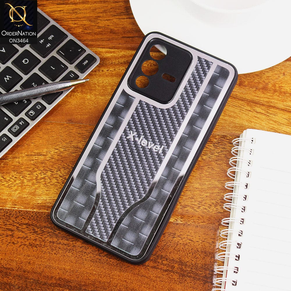 Vivo V23 5G Cover - Black - Glossy Shiny Semi Soft Back Soft Borders Case