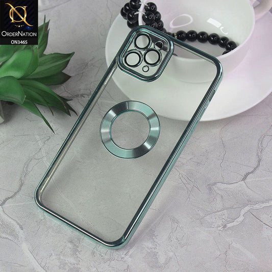 iPhone 11 Pro Max Cover - Green - Soft Color Borders Logo Hole With Camera Protection Clear Back Case