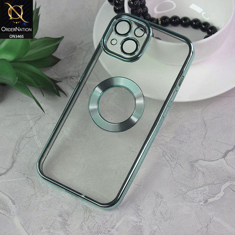 iPhone 13 Cover - Green - Soft Color Borders Logo Hole With Camera Protection Clear Back Case