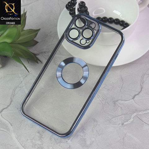 iPhone 13 Pro Max Cover - Sierra Blue - Soft Color Borders Logo Hole With Camera Protection Clear Back Case