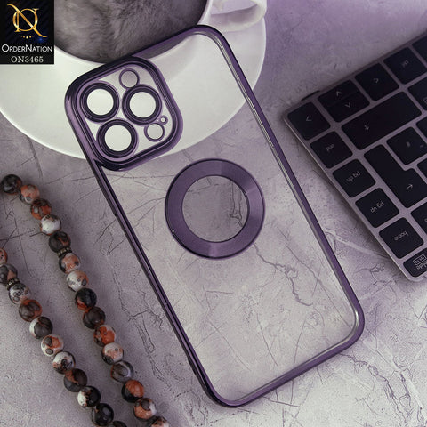 iPhone 13 Pro Cover - Purple - Soft Color Borders Logo Hole With Camera Protection Clear Back Case
