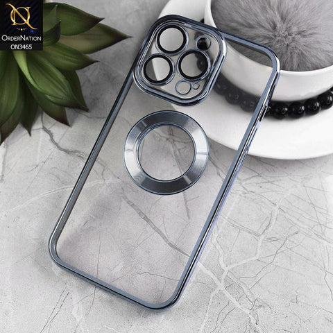 iPhone 13 Pro Cover - Sierra Blue - Soft Color Borders Logo Hole With Camera Protection Clear Back Case