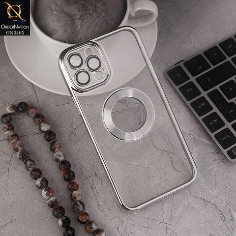 iPhone 13 Pro Cover - Silver - Soft Color Borders Logo Hole With Camera Protection Clear Back Case