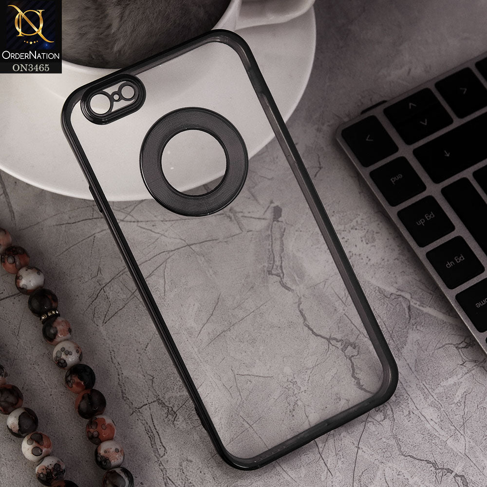 iPhone 6 Cover - Black - Soft Color Borders Logo Hole With Camera Protection Clear Back Case