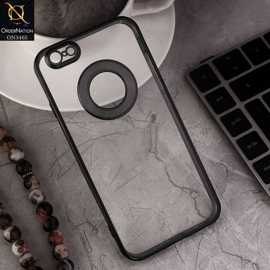 iPhone 6 Cover - Black - Soft Color Borders Logo Hole With Camera Protection Clear Back Case