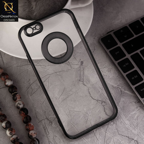 iPhone 6 Cover - Black - Soft Color Borders Logo Hole With Camera Protection Clear Back Case