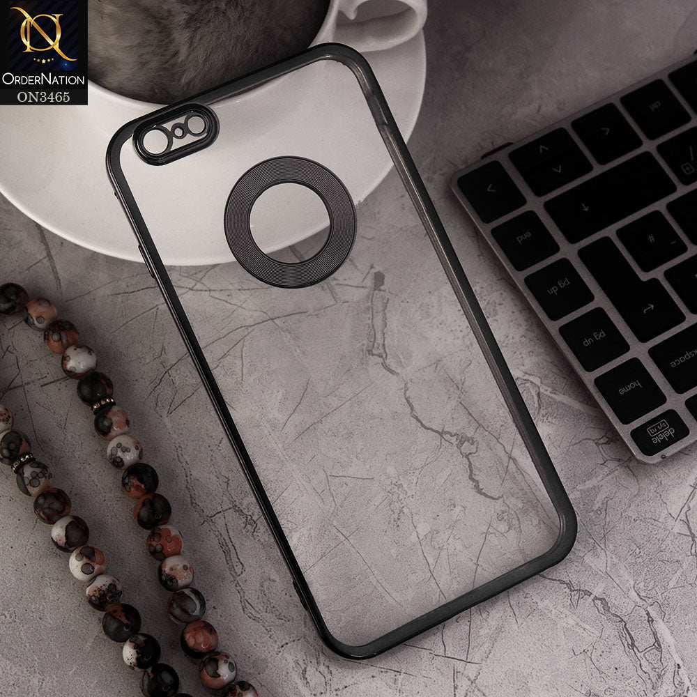 iPhone 6 Plus Cover - Black - Soft Color Borders Logo Hole With Camera Protection Clear Back Case