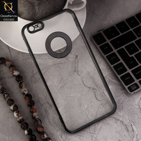 iPhone 6 Plus Cover - Black - Soft Color Borders Logo Hole With Camera Protection Clear Back Case