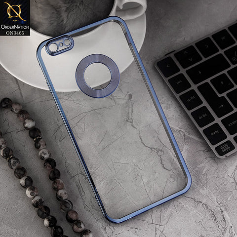 iPhone 6 Plus Cover - Blue - Soft Color Borders Logo Hole With Camera Protection Clear Back Case