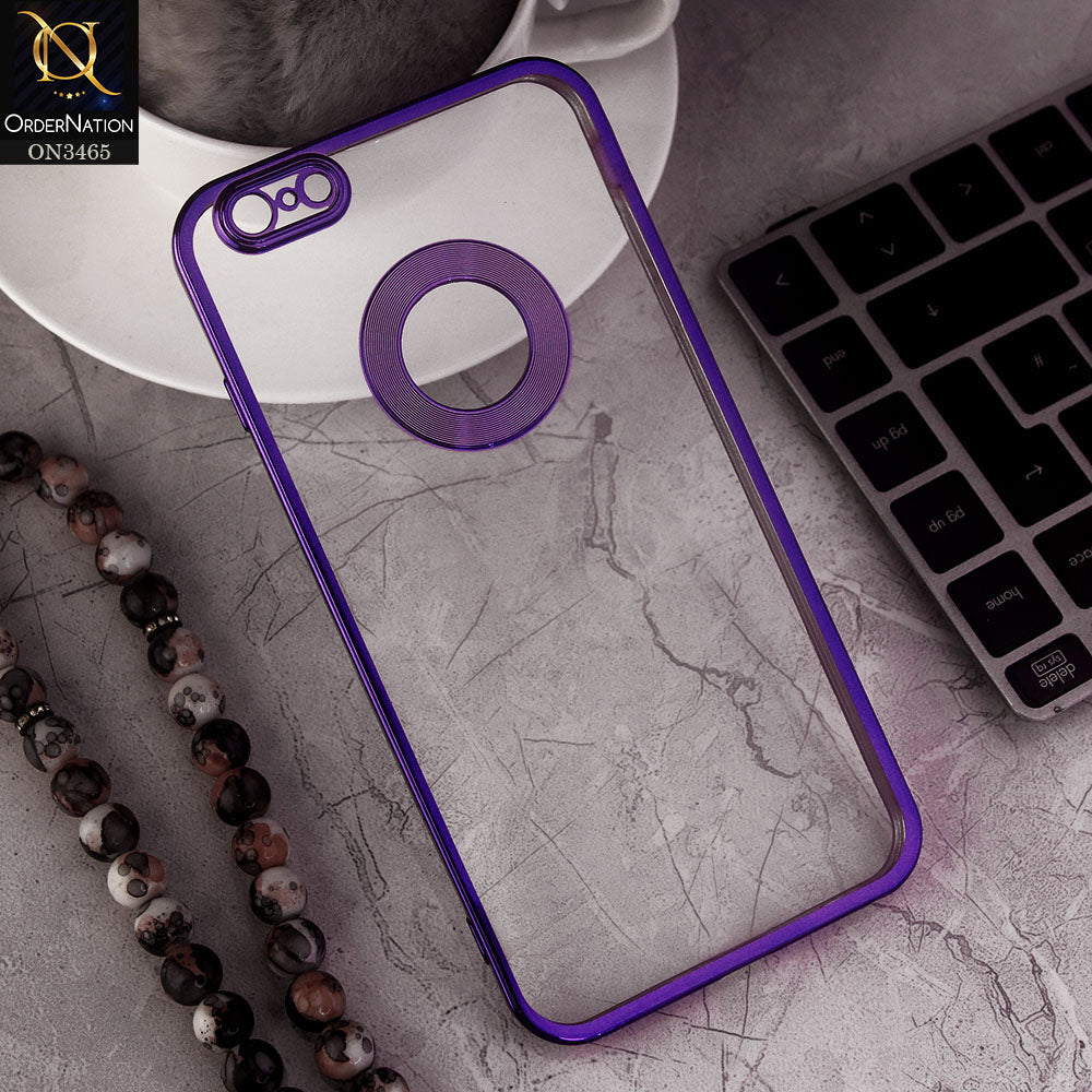 iPhone 6 Plus Cover - violet - Soft Color Borders Logo Hole With Camera Protection Clear Back Case