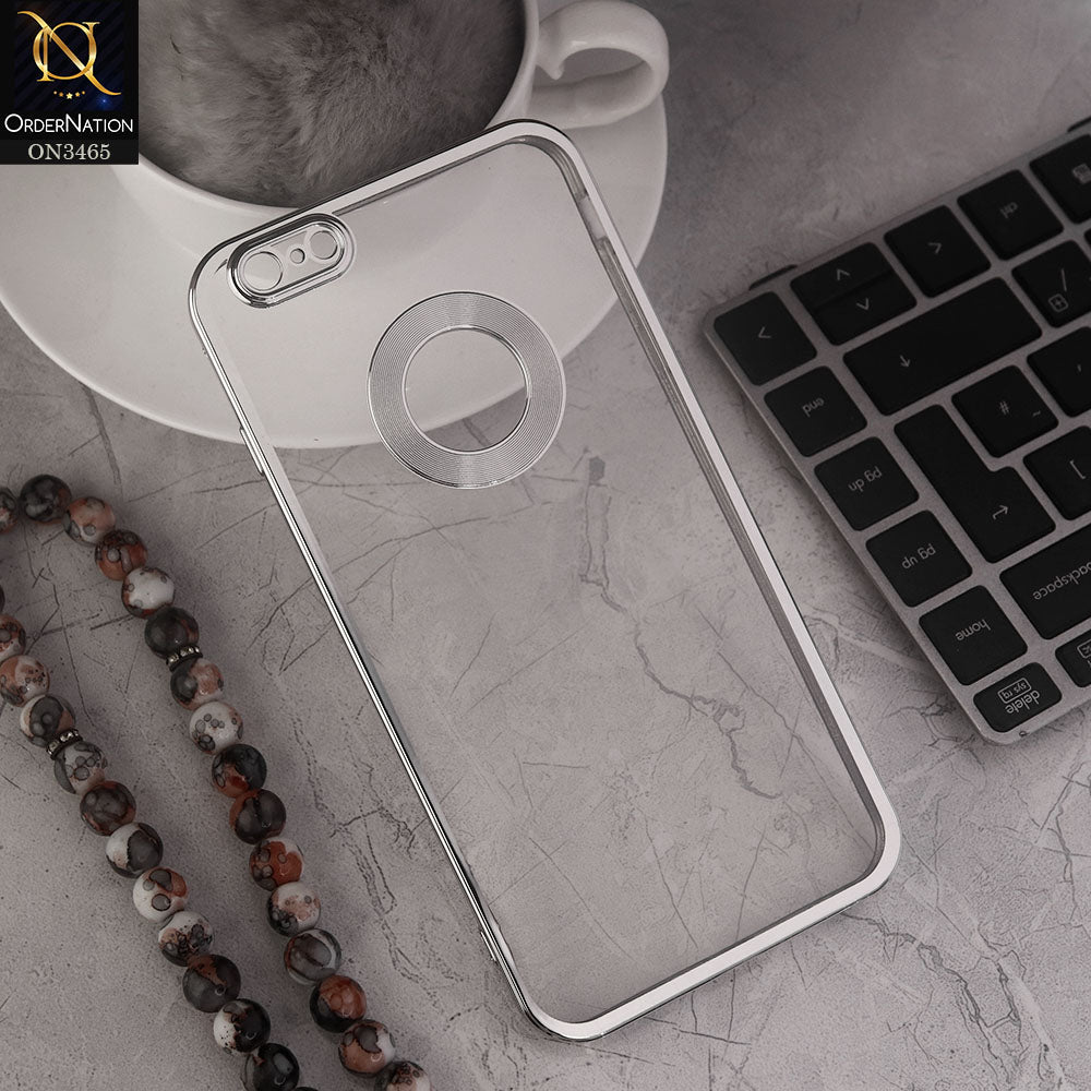 iPhone 6 Plus Cover - Silver - Soft Color Borders Logo Hole With Camera Protection Clear Back Case