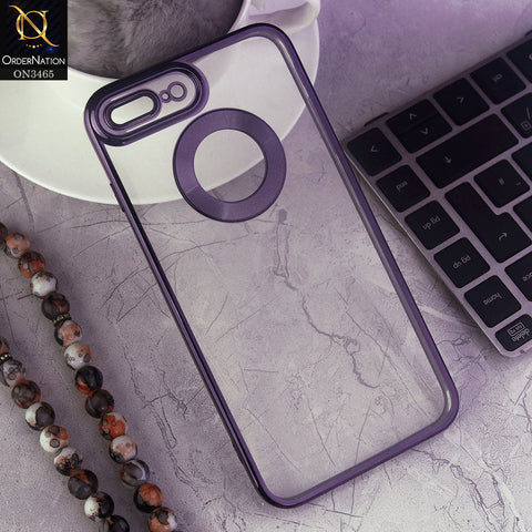 iPhone 7 Plus Cover - Purple - Soft Color Borders Logo Hole With Camera Protection Clear Back Case