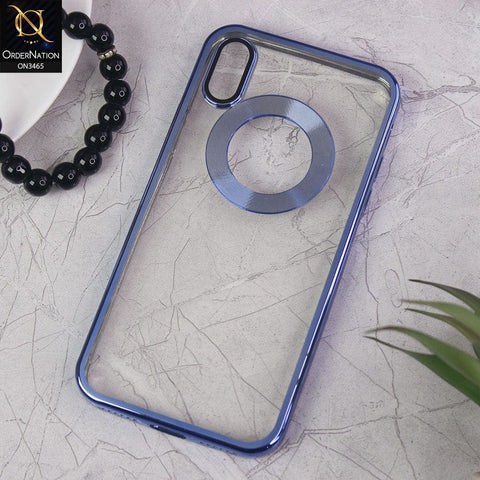 iPhone XS / X Cover - V2 - Soft Color Borders Logo Hole With Camera Protection Clear Back Case