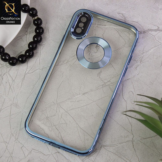 iPhone XS / X Cover - Sierra Blue - Soft Color Borders Logo Hole With Camera Protection Clear Back Case