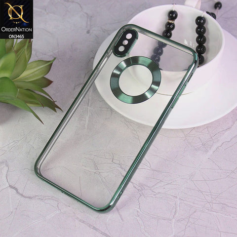 iPhone XS Max Cover - Green - Soft Color Borders Logo Hole With Camera Protection Clear Back Case