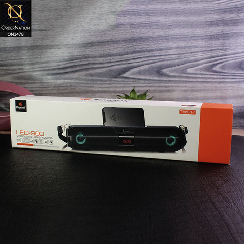 Black - Kisonli LED-900 TWS Soundbar Bluetooth Speaker with Moblie Holder