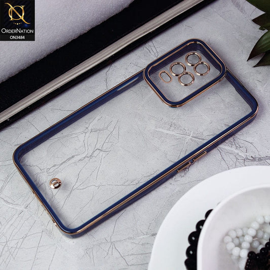 Oppo A16 Cover - Blue -New Electroplated Side Borders Camera Protection Case