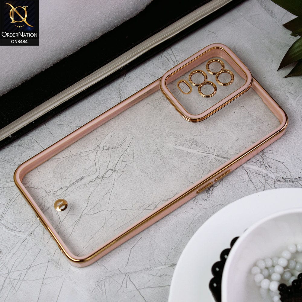 Oppo A54 4G Cover - Pink -New Electroplated Side Borders Camera Protection Case