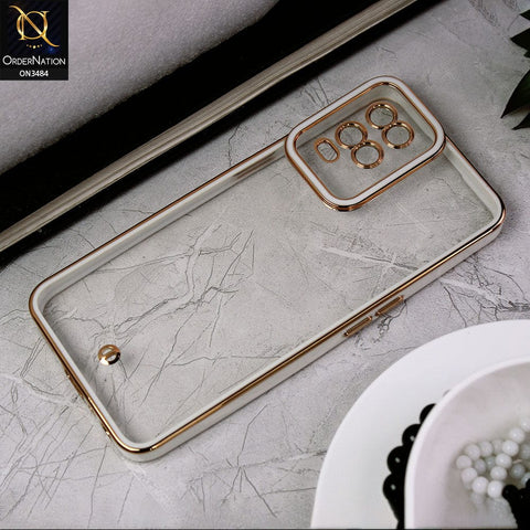 Oppo A16 Cover - White -New Electroplated Side Borders Camera Protection Case
