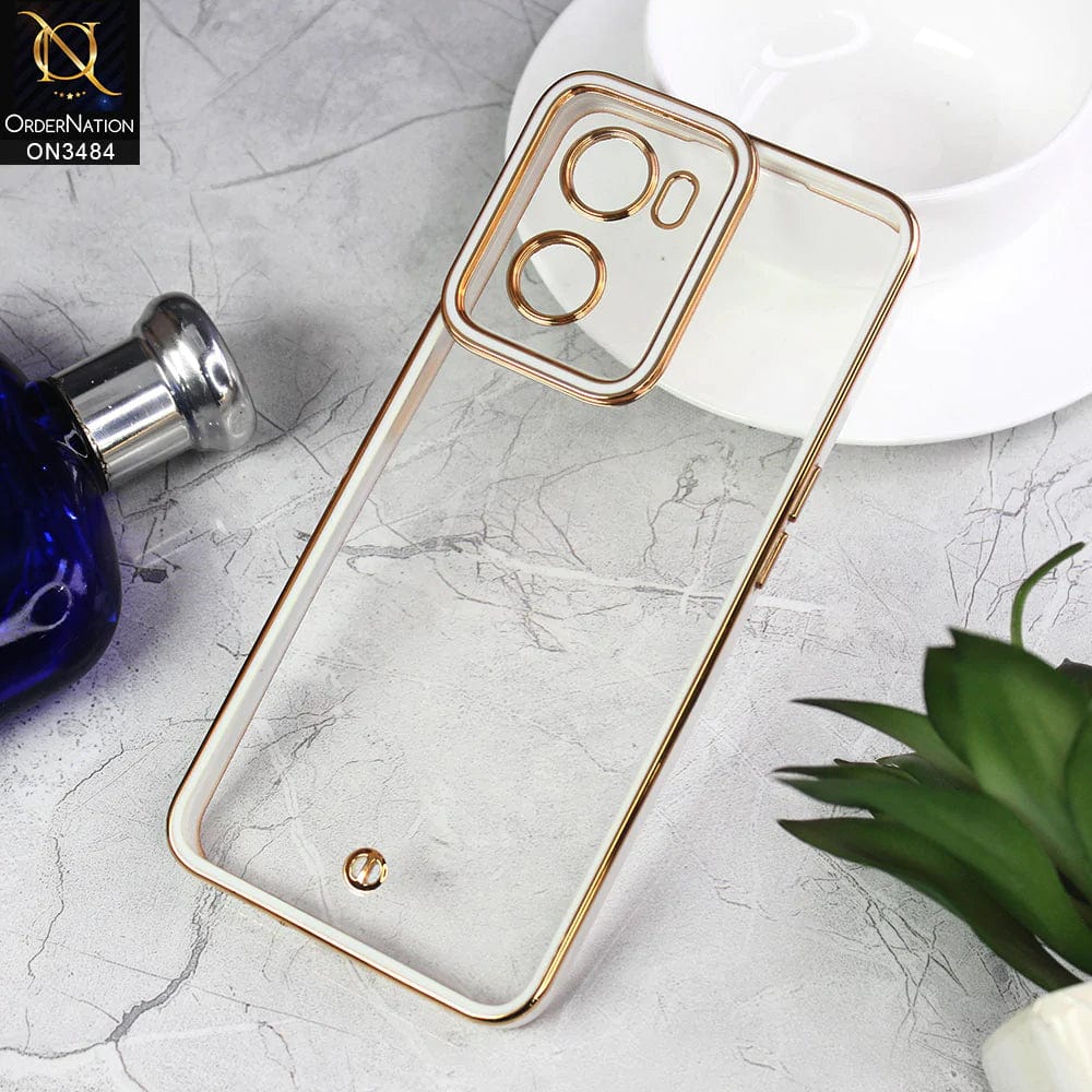 Oppo A77 5G Cover - White - New Electroplated Side Borders Camera Protection Case