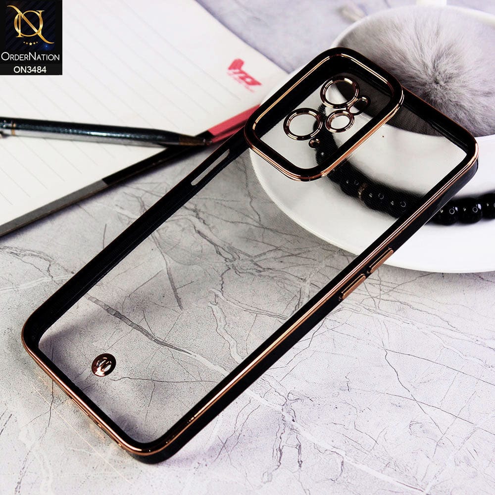 Oppo A76 Cover - Black - New Electroplated Side Borders Camera Protection Case