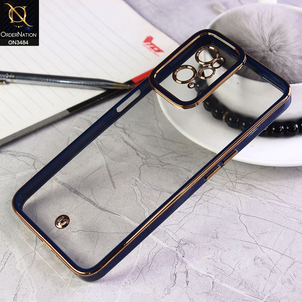 Oppo A76 Cover - Blue - New Electroplated Side Borders Camera Protection Case