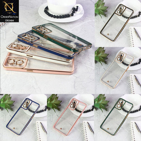 Oppo A76 Cover - Blue - New Electroplated Side Borders Camera Protection Case