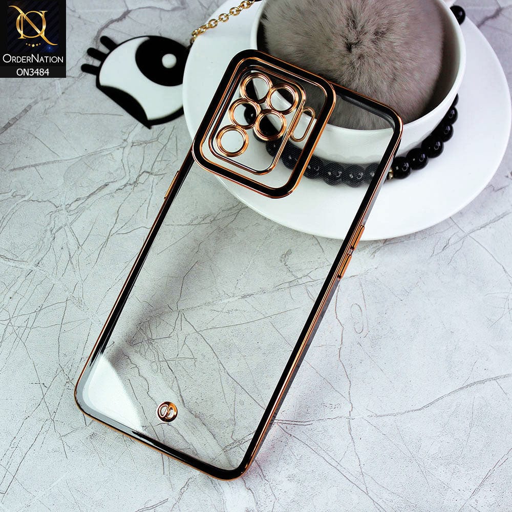 Oppo F19 Pro Cover - Black - New Electroplated Side Borders Camera Protection Case