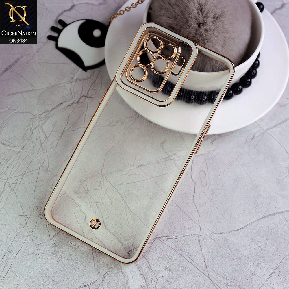 Oppo F19 Pro Cover - White - New Electroplated Side Borders Camera Protection Case