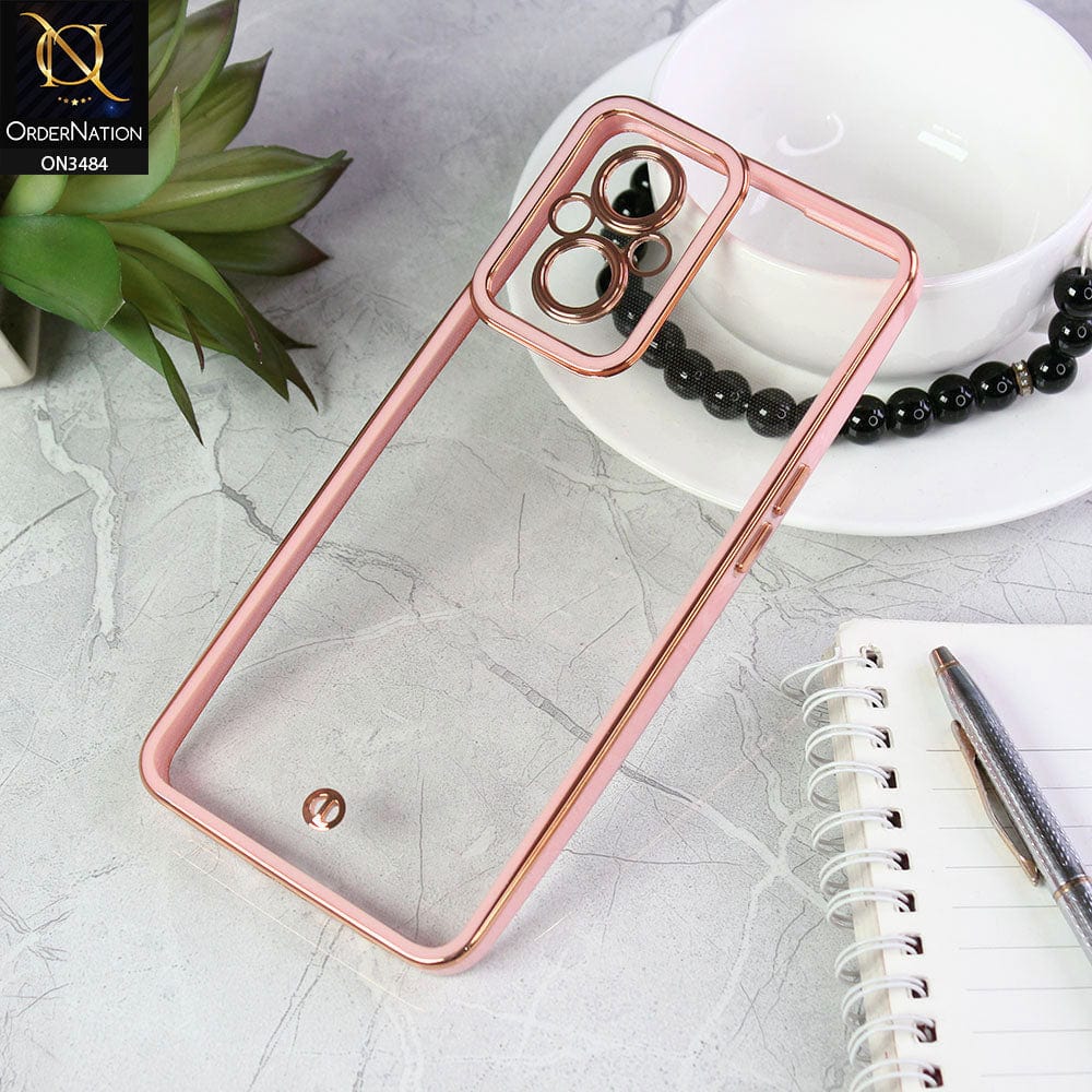 Oppo F21 Pro 5G Cover - Pink - New Electroplated Side Borders Camera Protection Case